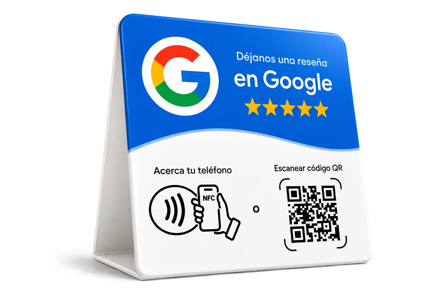 Placa TapRevew para mostrador con NFC y código QR